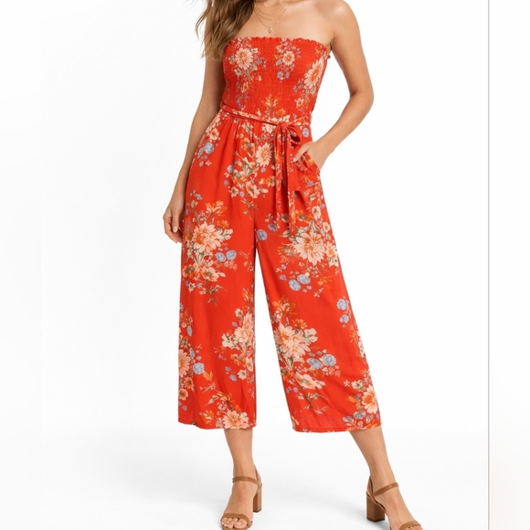 American Eagle Outfitters Pants - American Eagle Floral Strapless Wide-Leg Jumpsuit – Size Small